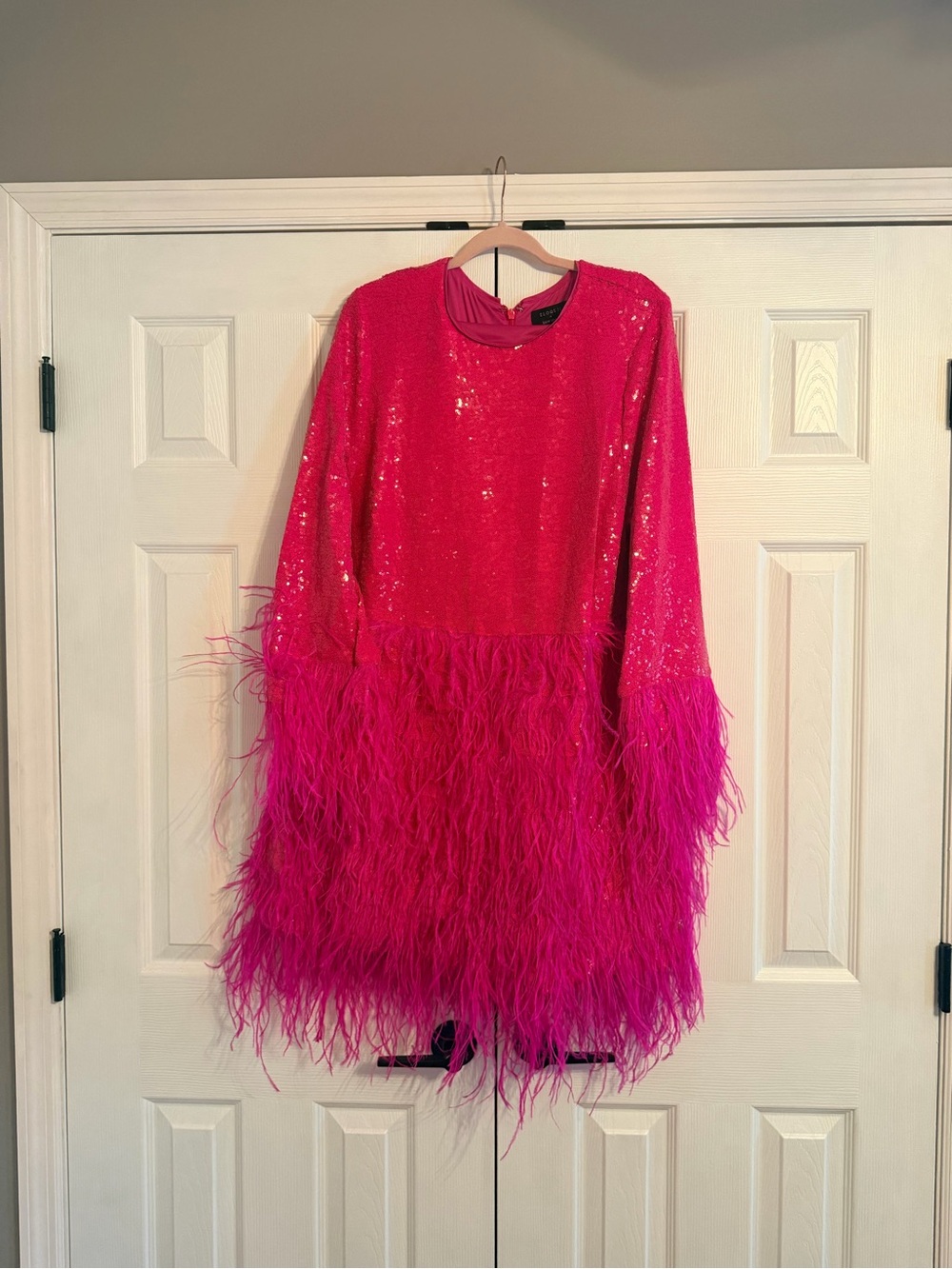 Kate Spade x ELOQUII Sequin & Feather Party Dress - Hot Pink